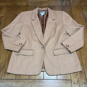 VTG Pendleton Womens Blazer Wool Camel Tan Jacket Petite Size 12 Academia Read